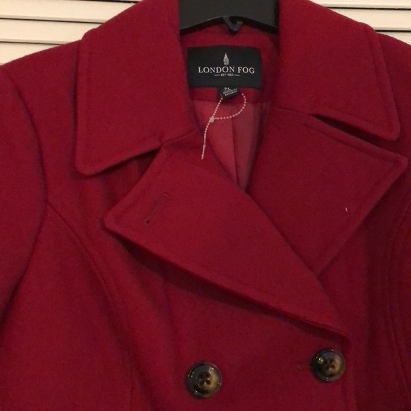 Maroon London Fog Winter Pea coat - Picture 3 of 3